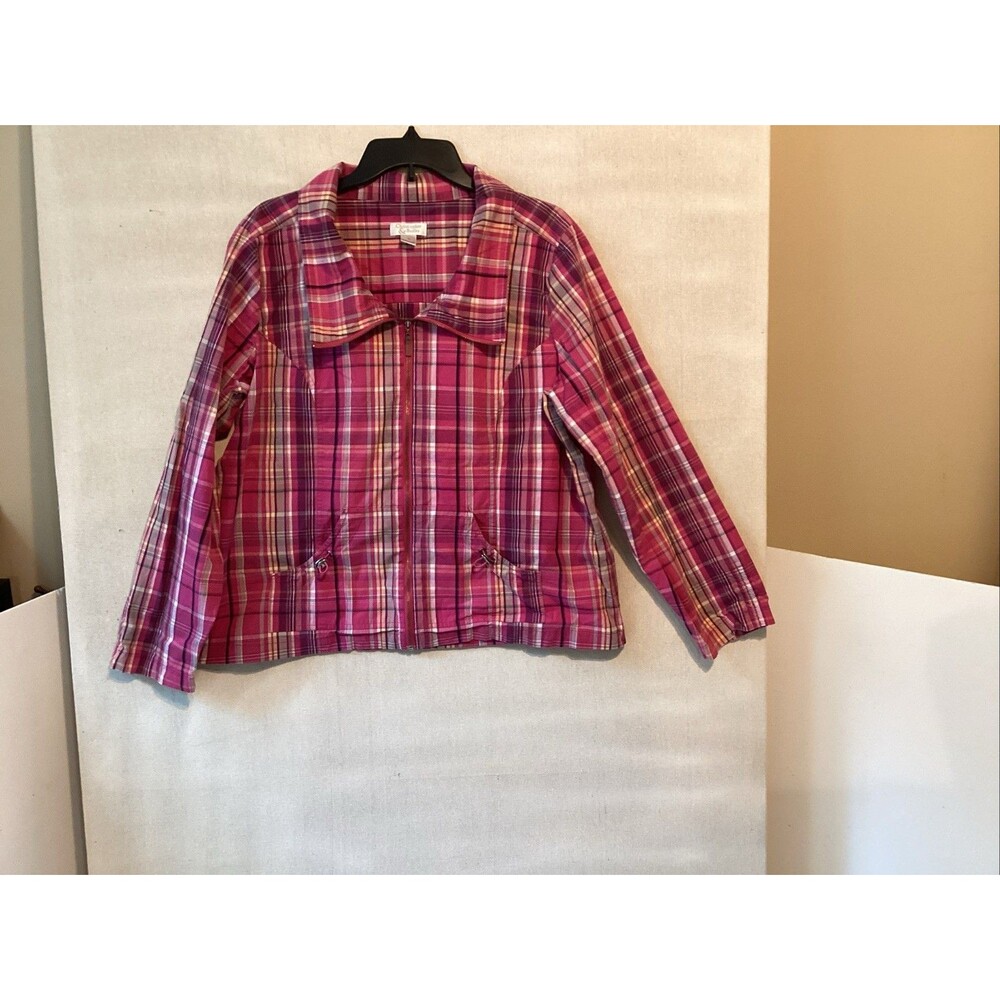 christopher banks zip jacket xl multicolor plaid pockets